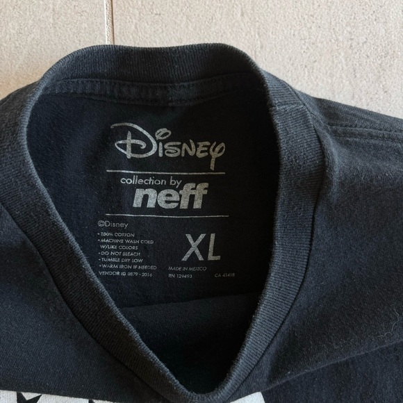 Neff x Disney Mickey Mouse T-Shirt Black Cotton Size XL - Picture 2 of 9